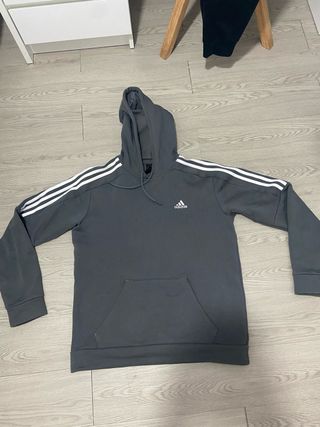 Sudadera Adidas Gris con Rayas Blancas
