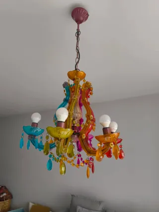 Lámpara araña 6 brazos multicolor