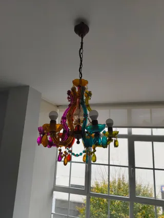 Lámpara araña 6 brazos multicolor