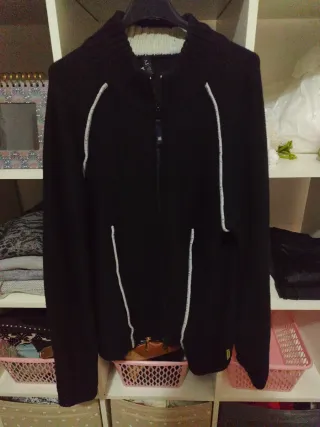 Chaqueta de punto negra hombre