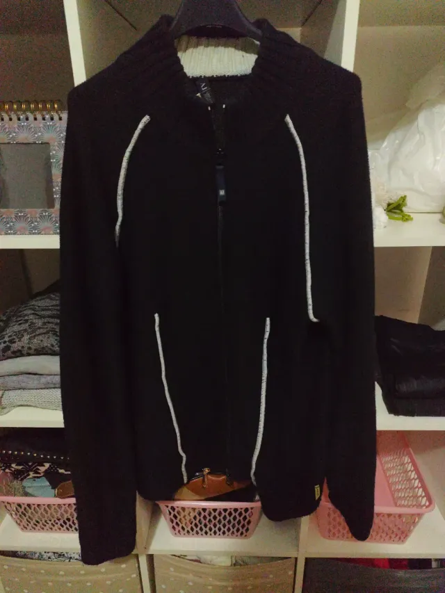 Chaqueta de punto negra hombre