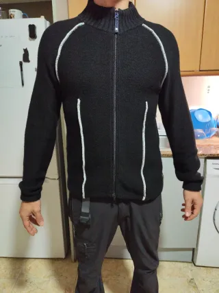 Chaqueta de punto negra hombre