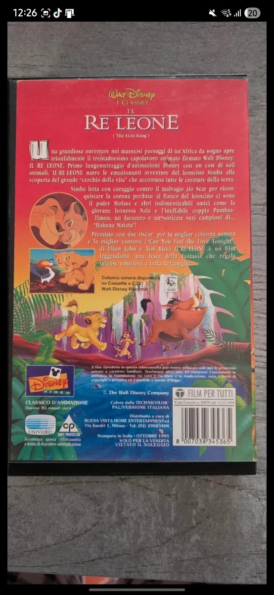 Il re leone 1995 (VHS)VS4536 Walt Disney