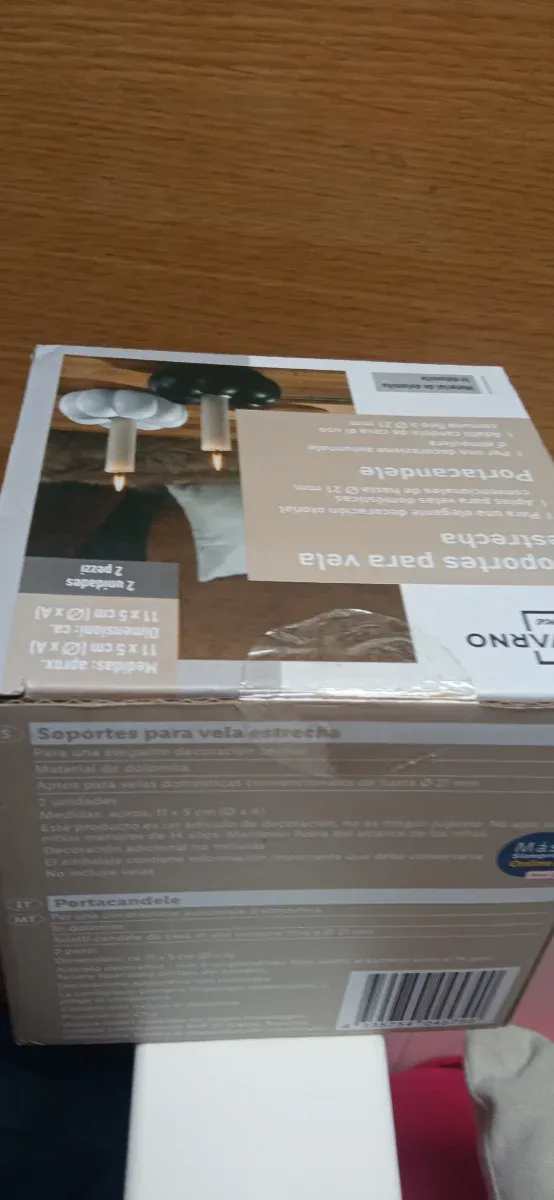 Portavelas de dolomita (negro y blanco)