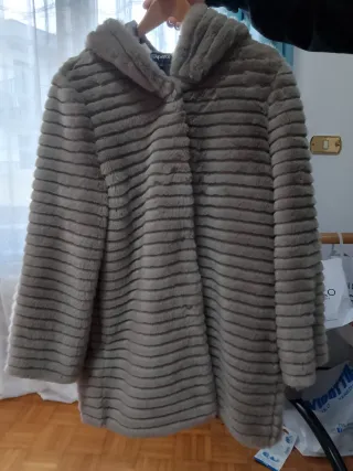Pellicciotto donna beige/grigio