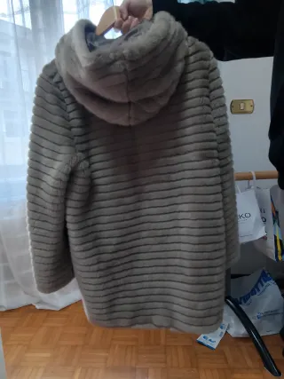 Pellicciotto donna beige/grigio