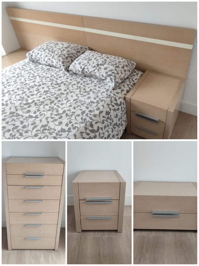 Dormitorio de madera de roble