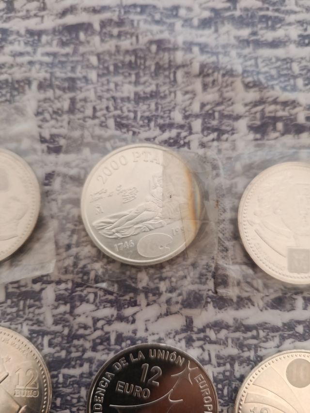 Lote 8 Monedas Plata España Euro y peseta