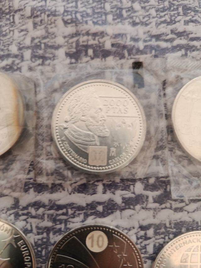 Lote 8 Monedas Plata España Euro y peseta