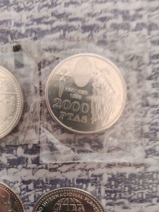 Lote 8 Monedas Plata España Euro y peseta