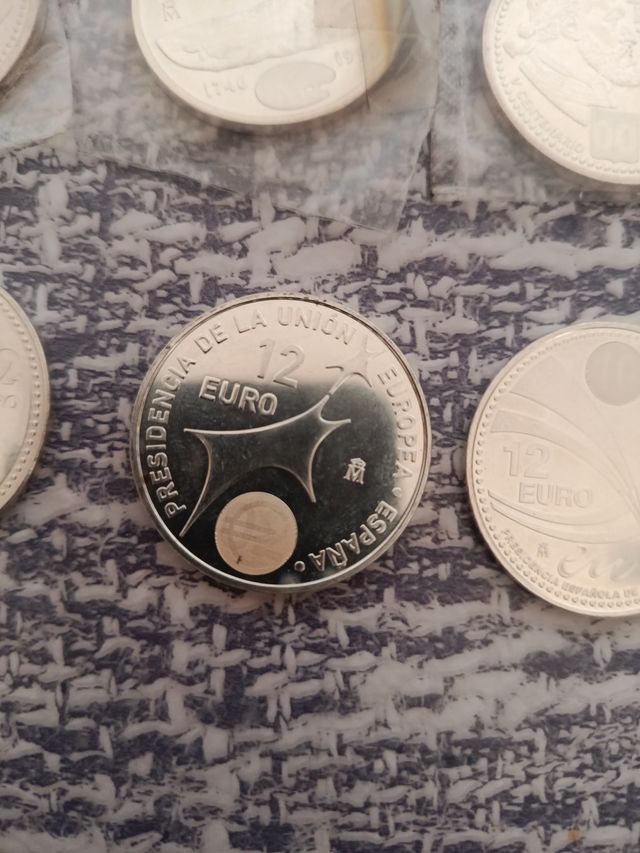 Lote 8 Monedas Plata España Euro y peseta
