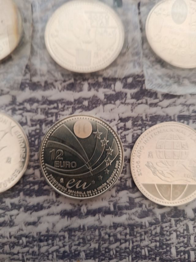 Lote 8 Monedas Plata España Euro y peseta