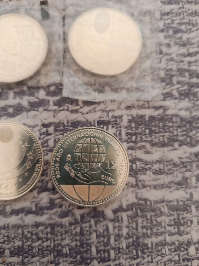 Lote 8 Monedas Plata España Euro y peseta