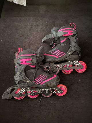 Patines en línea niña negros y rosas