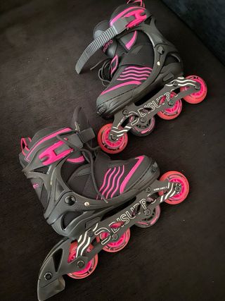 Patines en línea niña negros y rosas