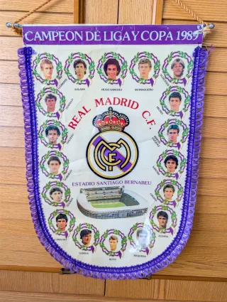 Banderín Real Madrid Campeón Liga y Copa 1989