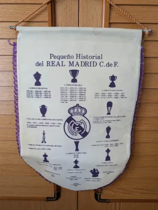 Banderín Real Madrid Campeón Liga y Copa 1989