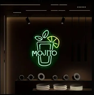 Lampada Neon LED Mojito Verde e Giallo