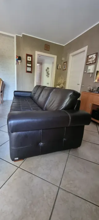 Divano Artigianale in Pelle TESTA DI MORO