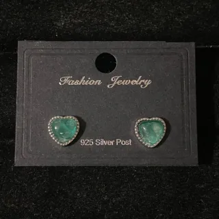 Pendientes Corazón Cristal Esmeralda