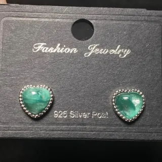 Pendientes Corazón Cristal Esmeralda