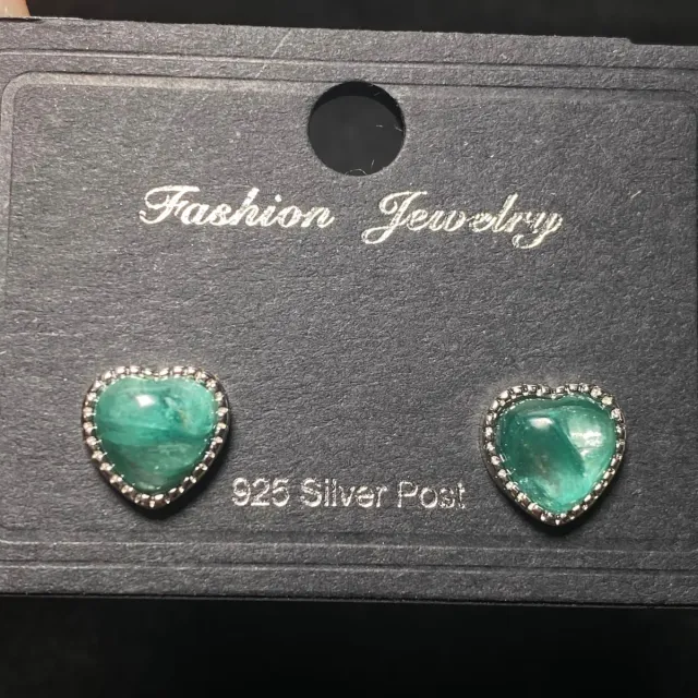 Pendientes Corazón Cristal Esmeralda