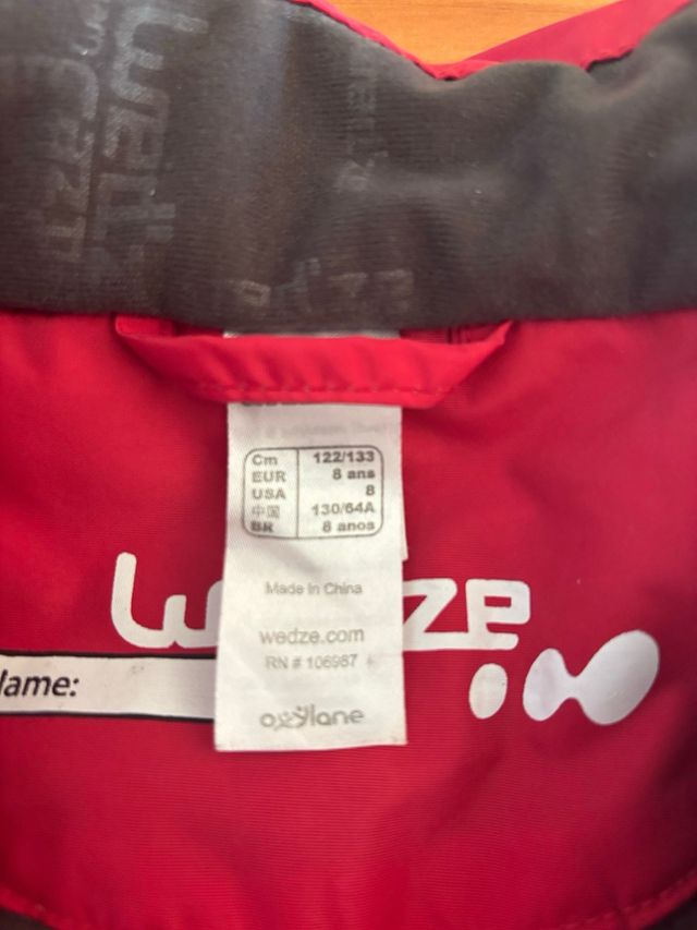 Mono de nieve rojo Wedze 8 años