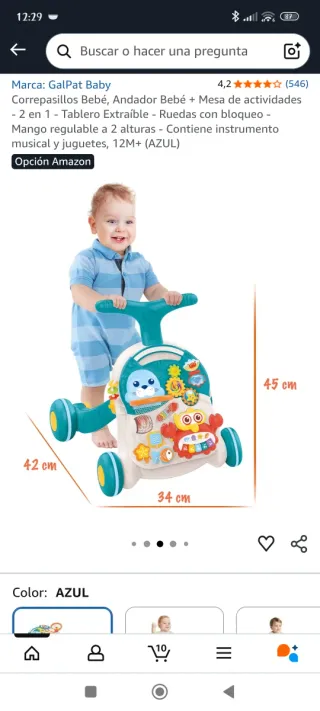 Andador bebé + mesa actividades 2 en 1