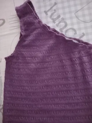 Top Morado un hombro Descubierto