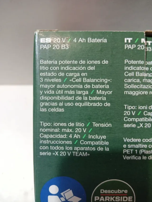 4Ah Batería Parkside 20V 4Ah