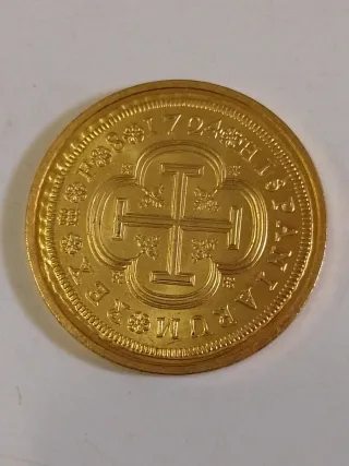 Moneda 8 Escudos Luis I 24k Reproducción