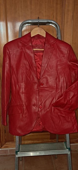 Americana Blazer de Piel Roja