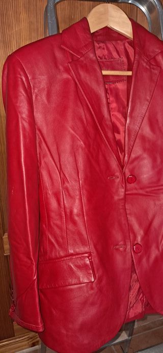 Americana Blazer de Piel Roja