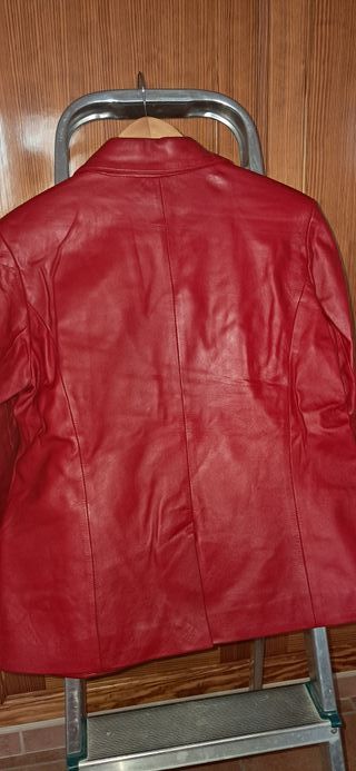 Americana Blazer de Piel Roja