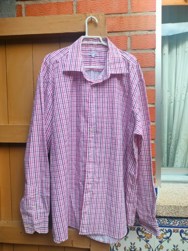 Camisa de cuadros hombre rosa