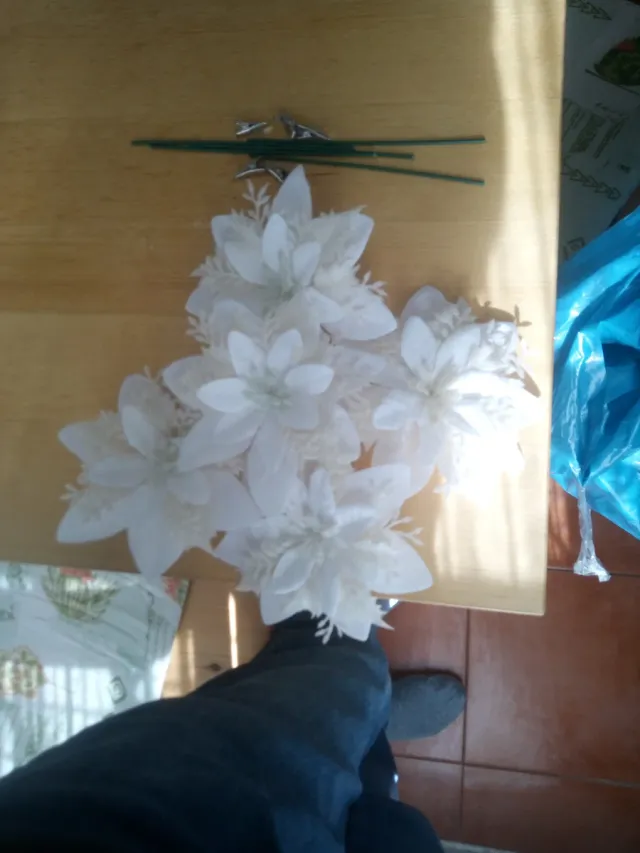 Flores de Navidad Blancas Artificiales