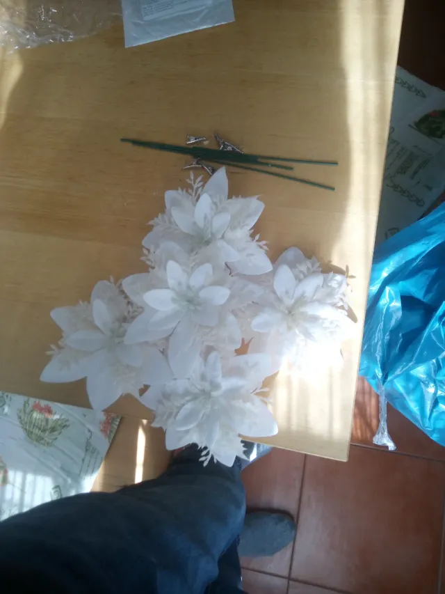 Flores de Navidad Blancas Artificiales