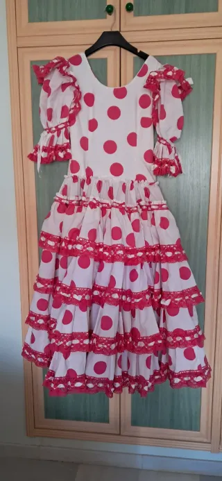 URGE VENTA Traje Flamenca Gitana Lunares Fucsia