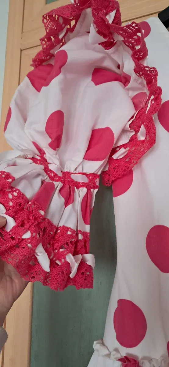 URGE VENTA Traje Flamenca Gitana Lunares Fucsia