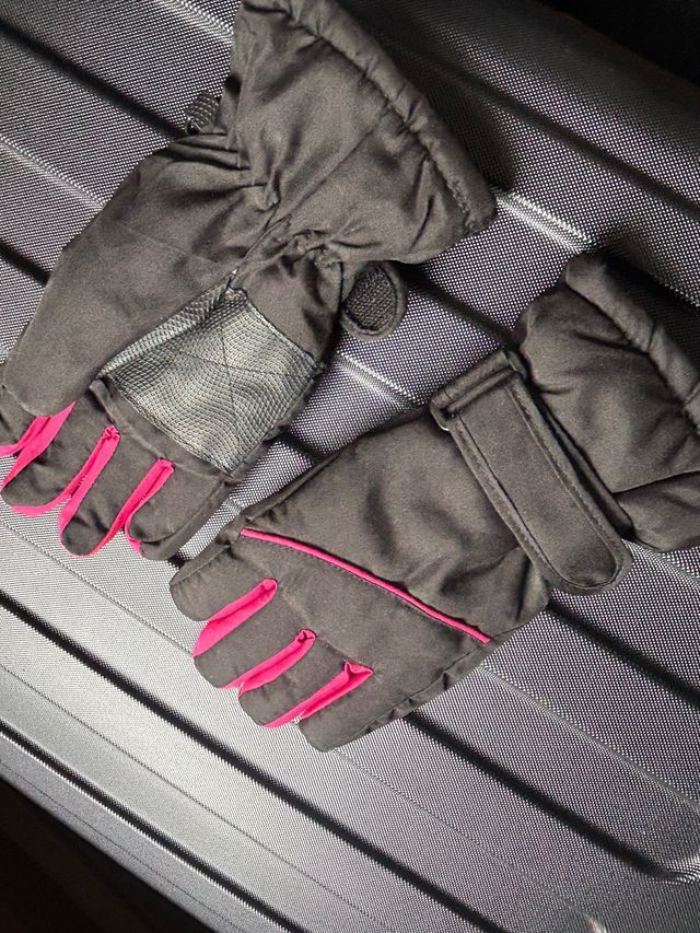 Guantes negros y rosas Talla de niño