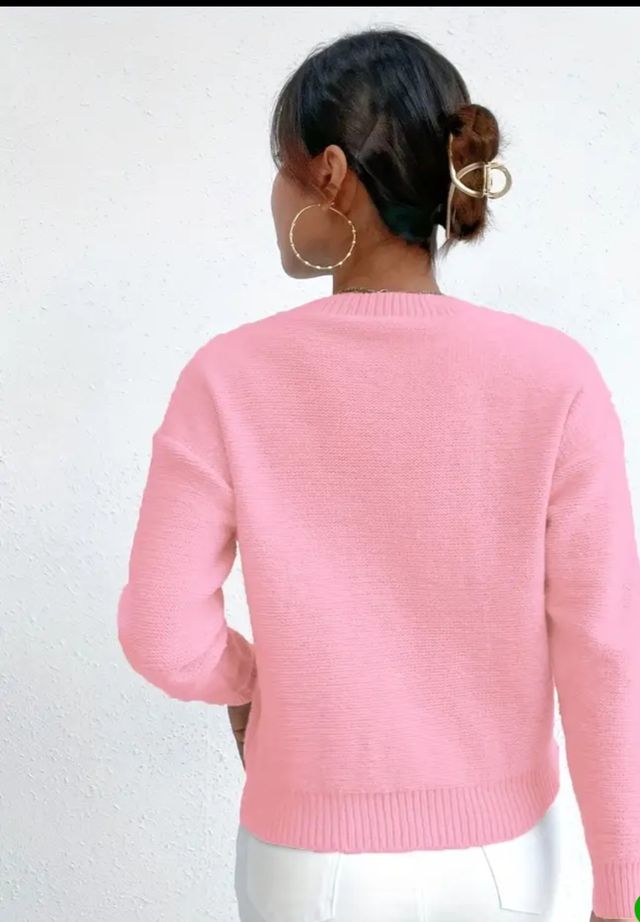 Jersey punto trenzado mujer rosa