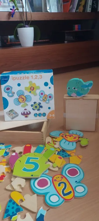 3 Puzzles madera para 2 a 4 años. Con caja