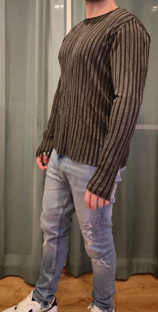 Camiseta Zara Talla L Rayas Viscosa Transparente