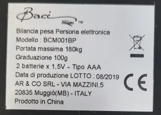 Bilancia pesapersona Baci Milano