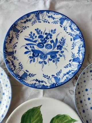 Set 6 Piatti Ceramica Decorati Blu