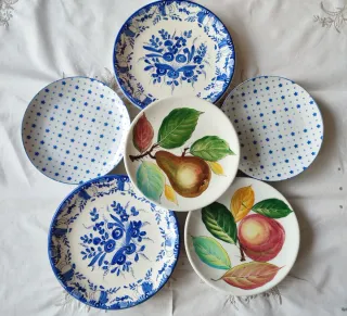 Set 6 Piatti Ceramica Decorati Blu