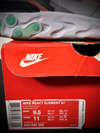 Nike React Element 87 Negro/Verde 43 EUR