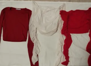 Zara Top Rojo y Blanco Talla XS