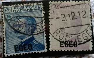 2 Sellos Italianos 25 y 50 Cent.