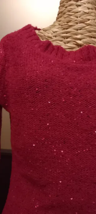 Maglione fucsia con paillettes